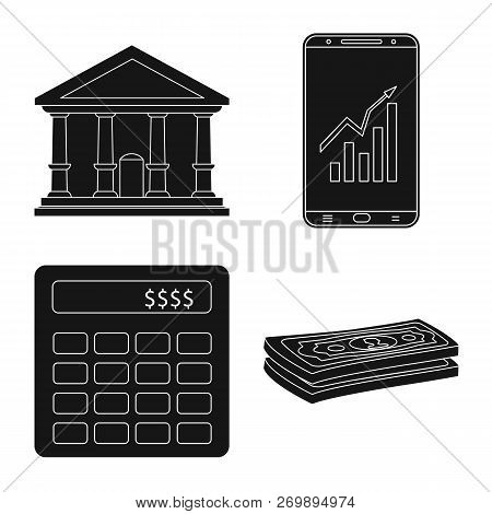 Isolated Object Of Bank And Money Symbol. Set Of Bank And Bill Vector Icon For Stock.