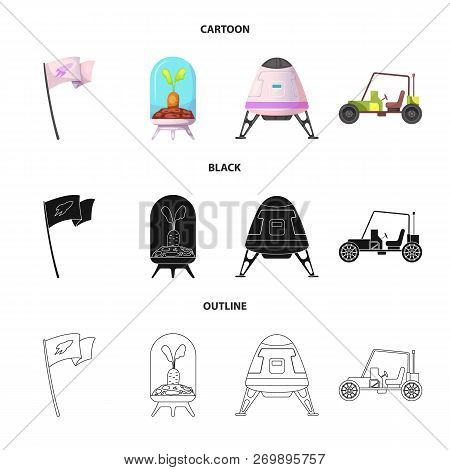 Vector Design Of Mars And Space Symbol. Set Of Mars And Planet Vector Icon For Stock.
