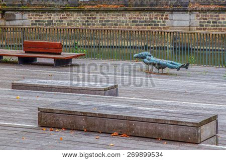 Leuven, Belgium - October 14, 2015: The Fire Margriet Sculpture, The Work Of The Belgian Sculptor Wi