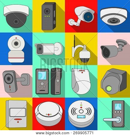 Vector Illustration Of Cctv And Camera Icon. Set Of Cctv And System Stock Symbol For Web.