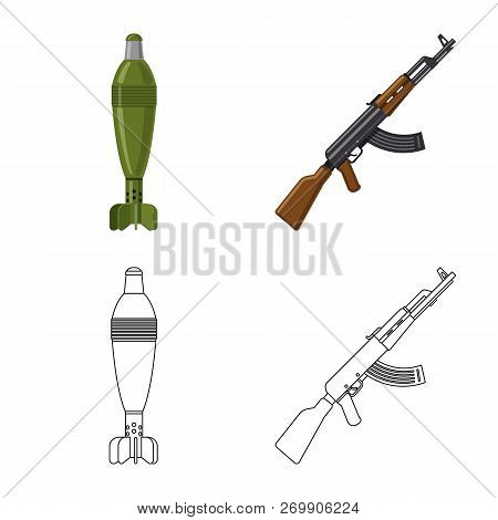 Vector Design Of Weapon And Gun Logo. Set Of Weapon And Army Vector Icon For Stock.