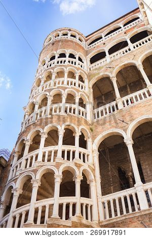 Palace Contarini Del Bovolo, Beautiful Spiral Staircase In Gothic Style, Venice, Italy