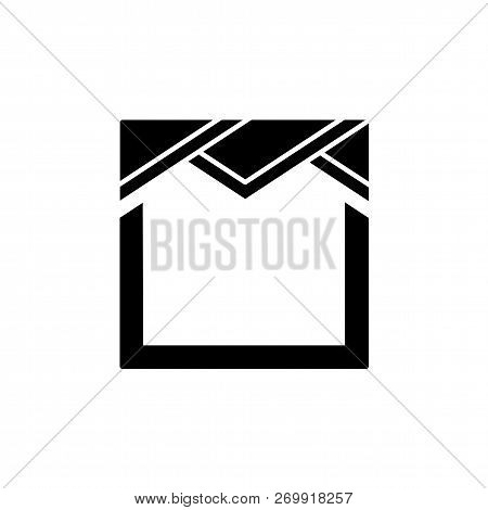 Vector Illustration Of Triangle Pelmet. Flat Icon Of Fabric Valance.top Window Decoration. Isolated 