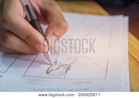 Storyboard Or Storytelling Drawing Creative For Movie Process Pre-production Media Films Script For 