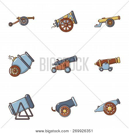 Armament Icons Set. Cartoon Set Of 9 Armament Icons For Web Isolated On White Background