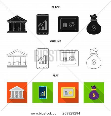 Vector Design Of Bank And Money Icon. Set Of Bank And Bill Stock Symbol For Web.