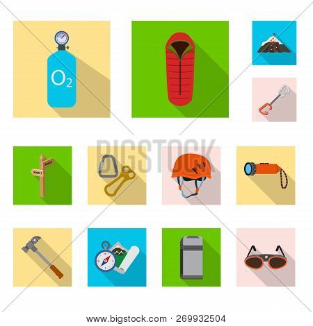 Isolated Object Of Mountaineering And Peak Icon. Set Of Mountaineering And Camp Vector Icon For Stoc