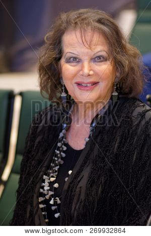 ST. PETERSBURG, RUSSIA - NOVEMBER 17, 2018: Claudia Cardinale, Italian actress starred in the Red Tent movie during Saint-Petersburg International Cultural Forum