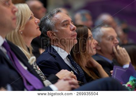 ST. PETERSBURG, RUSSIA - NOVEMBER 17, 2018: Pasquale Terracciano, Ambassador of Italy in Russia on the award ceremony of Lunacharsky prizes during Saint-Petersburg International Cultural Forum