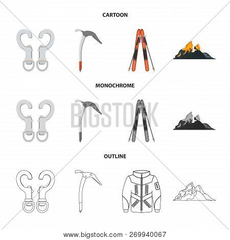 Isolated Object Of Mountaineering And Peak Logo. Set Of Mountaineering And Camp Stock Vector Illustr