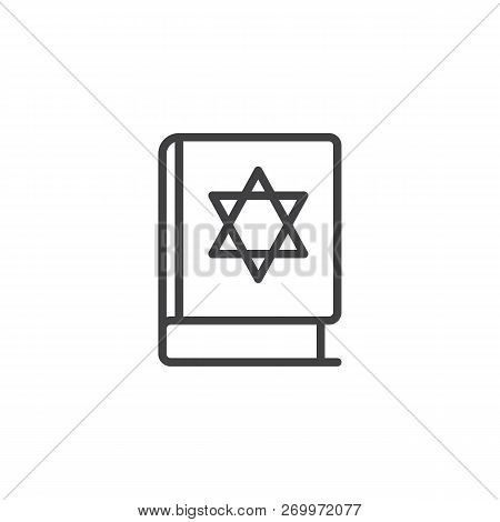 Torah Book Outline Icon. Linear Style Sign For Mobile Concept And Web Design. Jewish Book With David