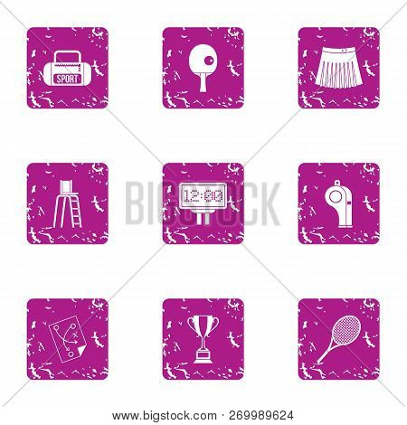 Frolic Sport Icons Set. Grunge Set Of 9 Frolic Sport Icons For Web Isolated On White Background