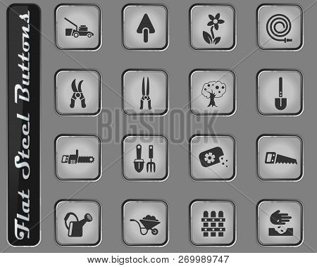 Landscape Design Vector Web Icons On The Flat Steel Buttons