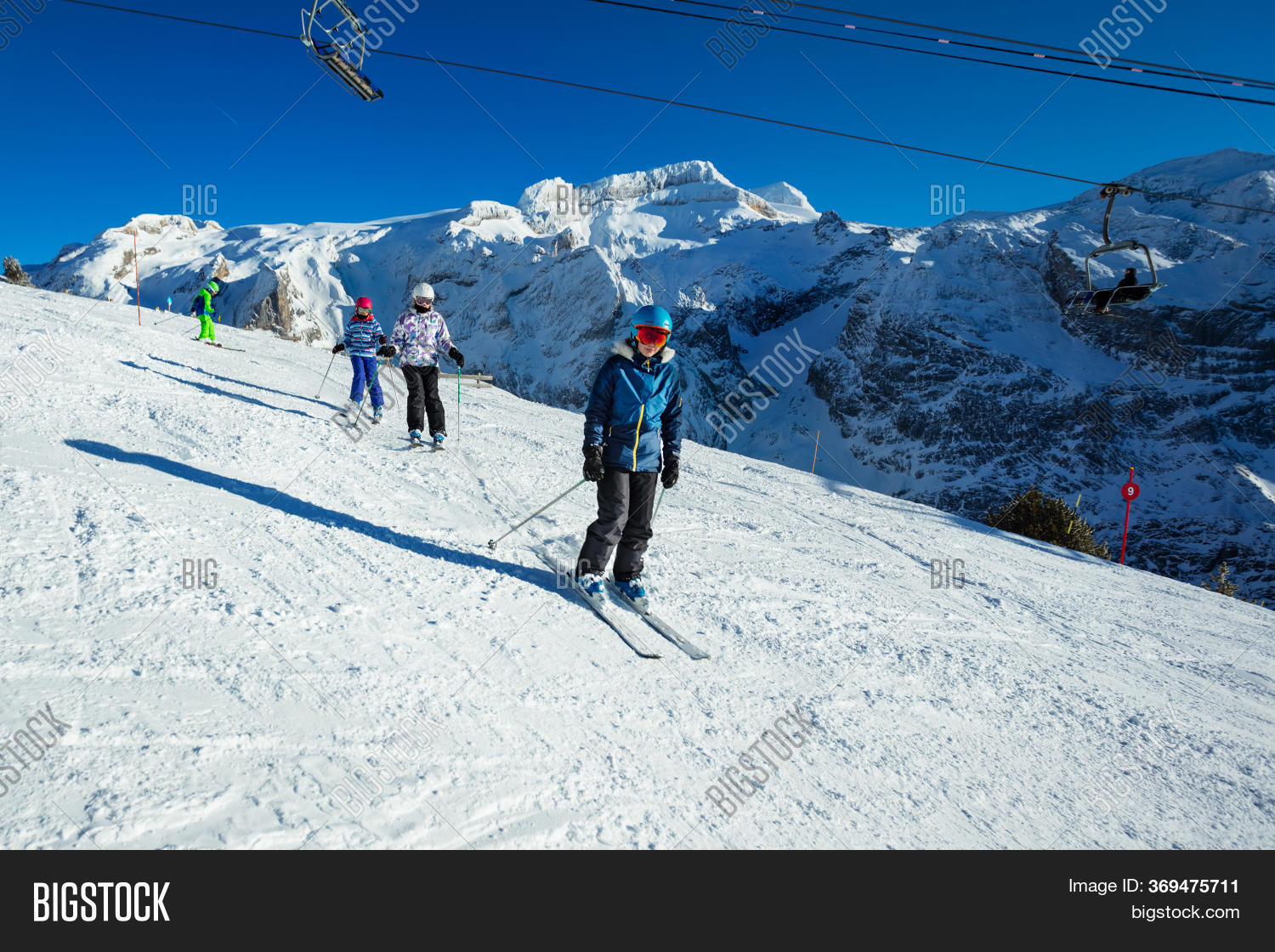 Four Kids Ski Downhill Image & Photo (Free Trial) Bigstock
