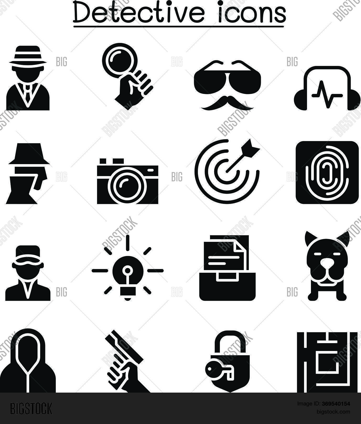 Detective Script Icon Detective Icon Set Vector & Photo (Free Trial) | Bigstock