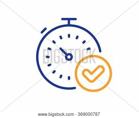 Fast Verification Line Icon. Approved Timer Sign. Confirmed Time Symbol. Colorful Thin Line Outline 