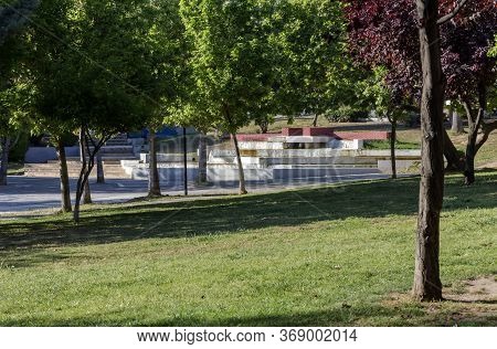 City Of Athens, Greece. City Landscape. Modern View Of Egaleo Baroutadiko Grove In Morning On A Sunn