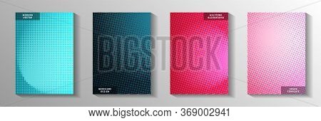 Creative Point Screen Tone Gradation Cover Page Templates Vector Collection. Business Brochure Faded