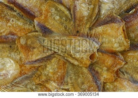 Dried Kradi Fish Fried In A Circular Pattern, Looks Delicious.
