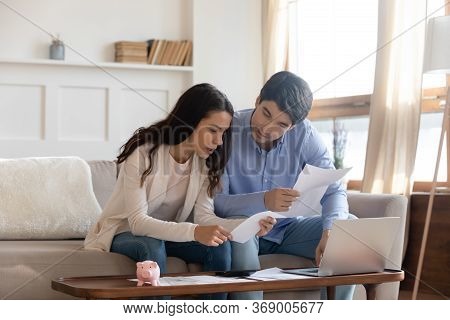 Caucasian Couple Pay Bills Online Mange Finances