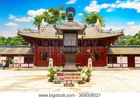 Guangzhou, China - May, 2019: Facade Of Guangxiao Temple, One Of The Oldest Temples In Guangzhou, Ch