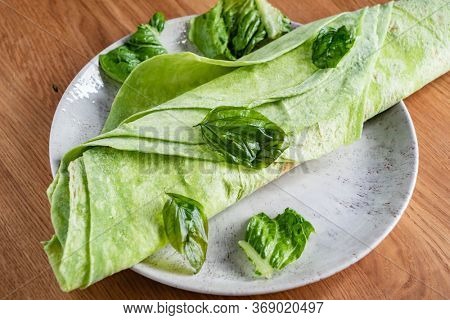 Lavash with basil (soft, thin unleavened flatbread)