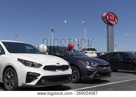 Indianapolis - Circa May 2020: Kia Motors Local Car Dealership. Kia Motors Is Minority Owned By The 