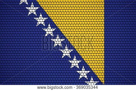 Abstract Flag Of Bosnia And Herzegovina Made Of Circles. Bosniak Flag Designed With Colored Dots Giv