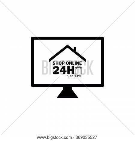 Stay Home And Shopping Online Icon Vector Illustration