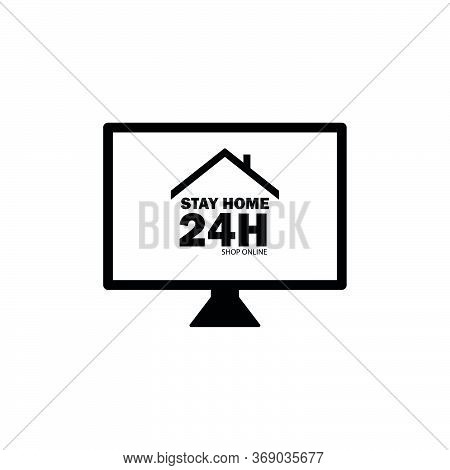 Stay Home And Shopping Online Icon Vector Illustration
