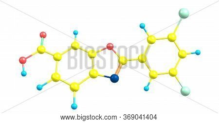 Tafamidis Molecular Structure Isolated On White