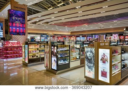 BANGKOK, THAILAND - CIRCA JANUARY, 2020: duty-free at Suvarnabhumi Airport. Suvarnabhumi Airport is one of two international airports serving Bangkok, Thailand. 