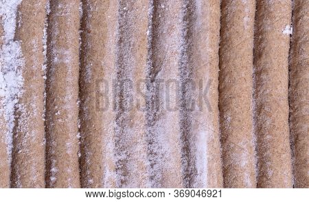 Frozen Frikadellen, A Dutch Fast Food Snack, Waiting To Get In The Frying Pan