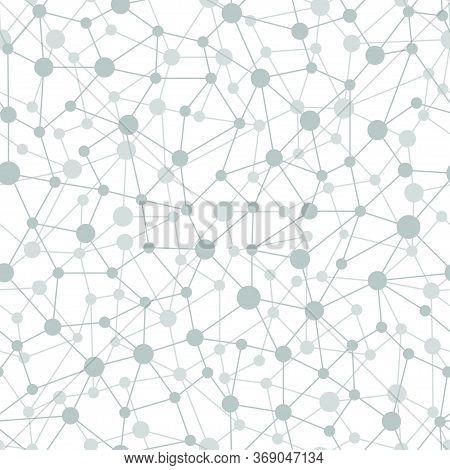 Neural Network Seamless Pattern. Neural Network Of Nodes And Connections. Vector Illustration On Whi