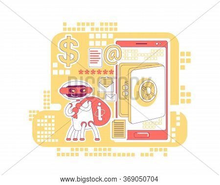 Scraper Bot Thin Line Concept Vector Illustration. Stealing Bank Account Data And Personal Informati