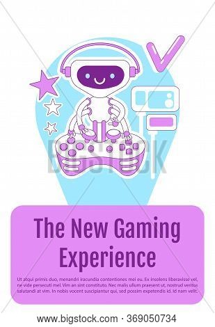 Gamer Bot Poster Flat Silhouette Vector Template. Non Player Character Robot Brochure, Booklet One P