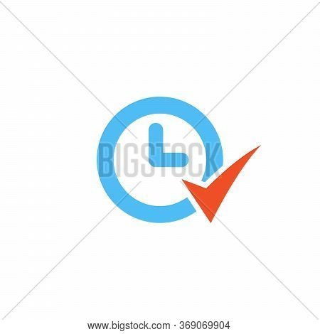 Vector Illustration Of Timing Concept With Clock And Check Mark Icon. Stock Vector Illustration Isol