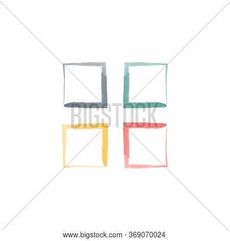 Watercolor Vector Abstract Four Squares Hand-painted Frame Logo. Stock Vector Illustration Isolated 