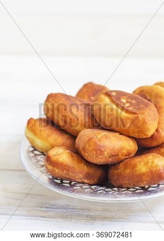 Piroshki - Russian Baked Puff Pastry With Cabbage Fillings. Traditional Russian Cabbage Stuffed Bake
