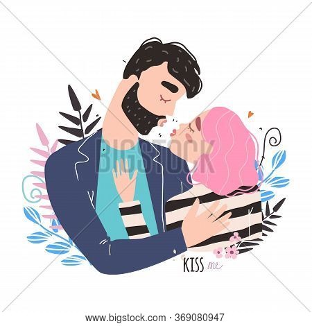 Romantic Couple In Love Kissing. World Kissing Day