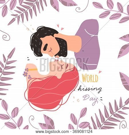 Romantic Couple In Love Kissing. World Kissing Day