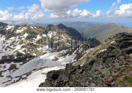 Pic Of Tristaina. Beautiful View Hiking In The Andorra Pyrenees Mountains In Ordino, Near The Lakes 