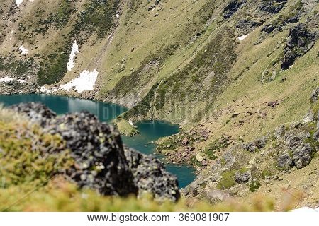 Beautiful View Hiking In The Andorra Pyrenees Mountains In Ordino, Near The Lakes Of Tristaina.