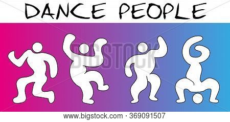 Dance People On Colorful Background, Abstact Human, Disco Dancer Style, Vector