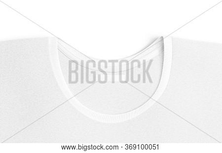 Blank White T-shirt Collar With Narrow Rectangular Label Mockup, 3d Rendering. Empty Identity Collar