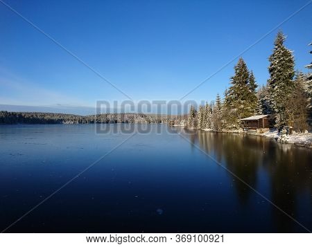 Cerna Nisa Reservoir Near The Village Of Bedřichov In The Jizera Mountains