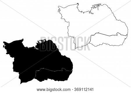 Surabaya City (republic Of Indonesia, Java Island) Map Vector Illustration, Scribble Sketch City Of 