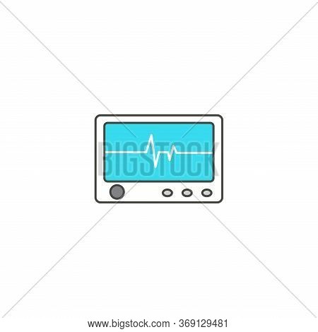 Electrocardiogram, Ecg Or Ekg - Medical Vector Icons. Heart Rhythm. Ecg Machine Icon. Ecg Machine On