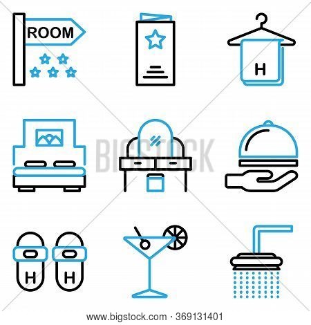 Hotel Icon Set Include Room, Hotel, Sign Board, Sign, Menu, Service, Dinner, Towel, Hanger, Bath Tow