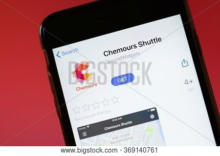 Moscow, Russia - 1 June 2020: Chemours Shuttle App Mobile Logo Close-up On Screen Display, Illustrat